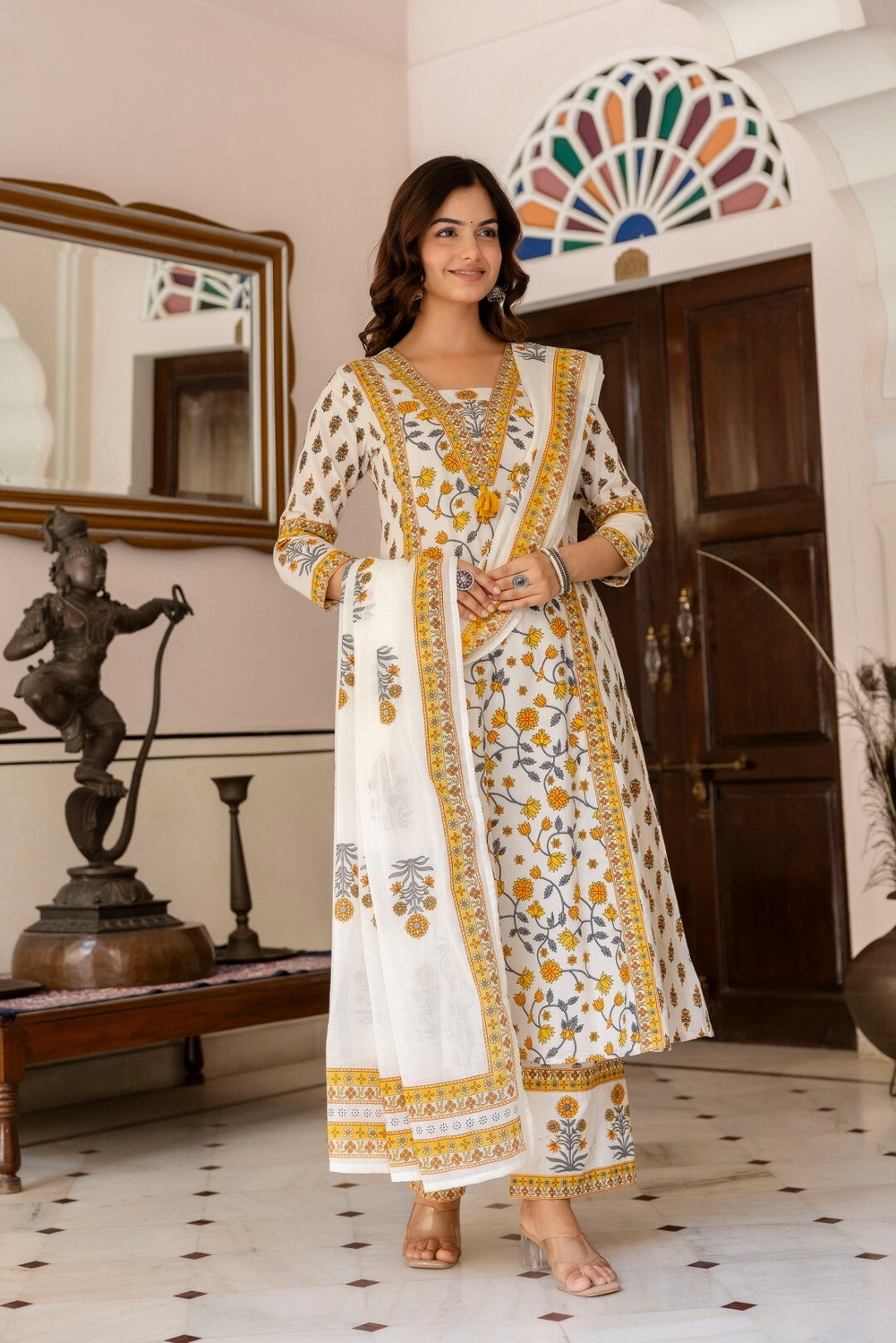 Image of ANOUK Women Kurta Palazzo Dupatta Set