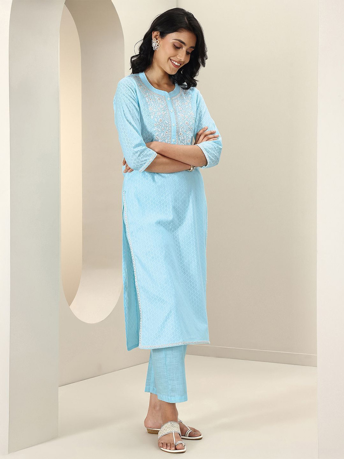 Image of LIBAS Women Kurta Palazzo Dupatta Set