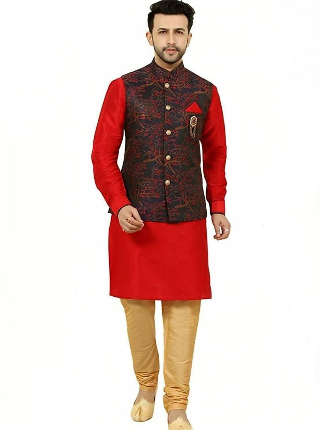 Ethzy Men Kurta Pyjama Ethnic Jacket Set