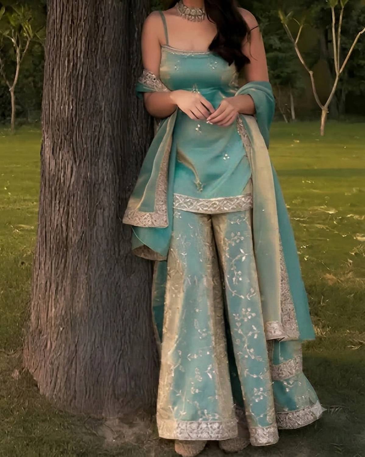 Qeenixha Women Kurti Palazzo Dupatta Set
