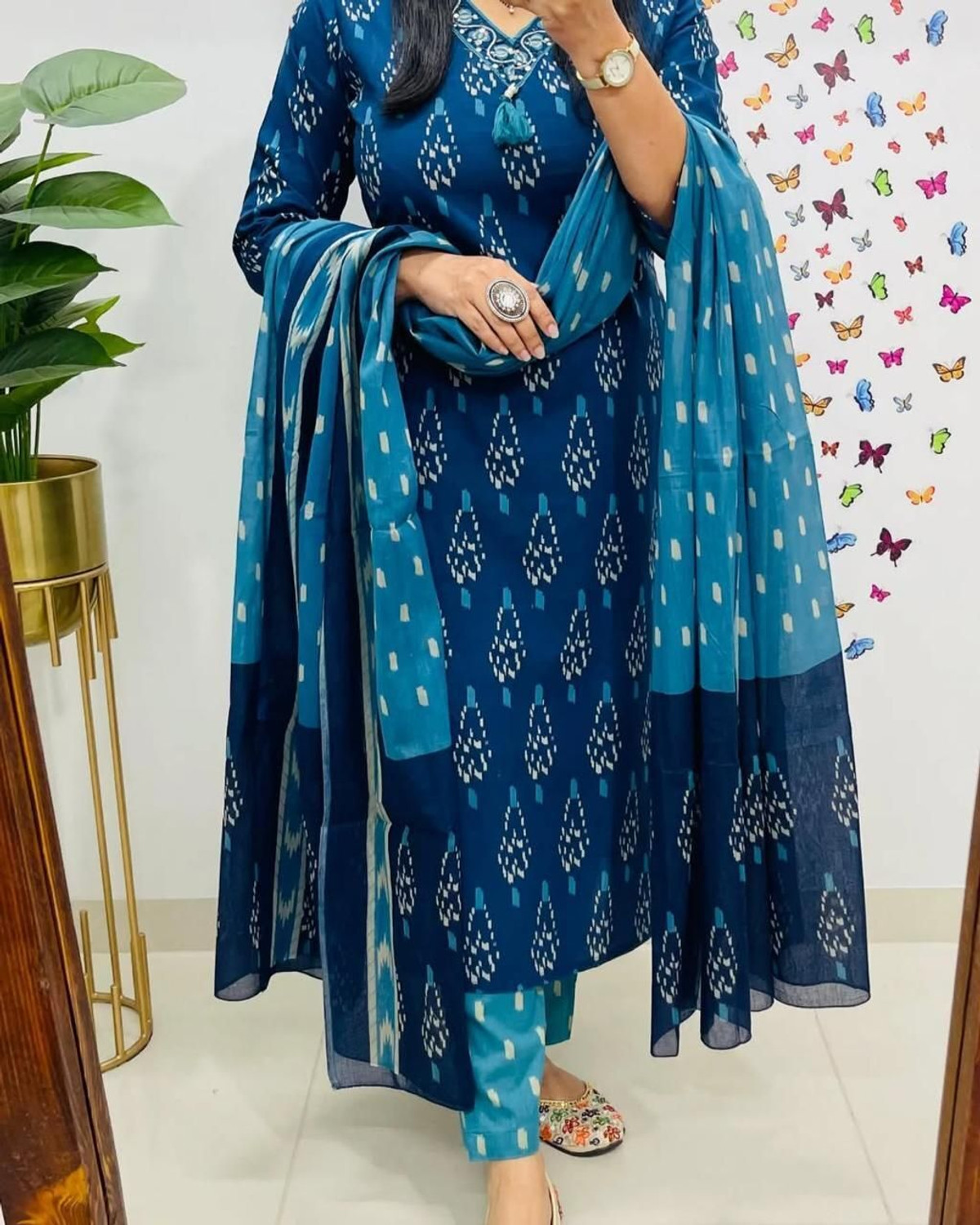 Image of Ethenictime Women Kurta Pant Attached Dupatta Set