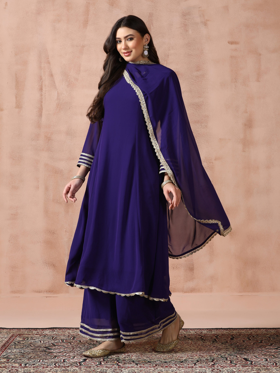 Image of SHREE Women Kurta Palazzo Attached Dupatta Set