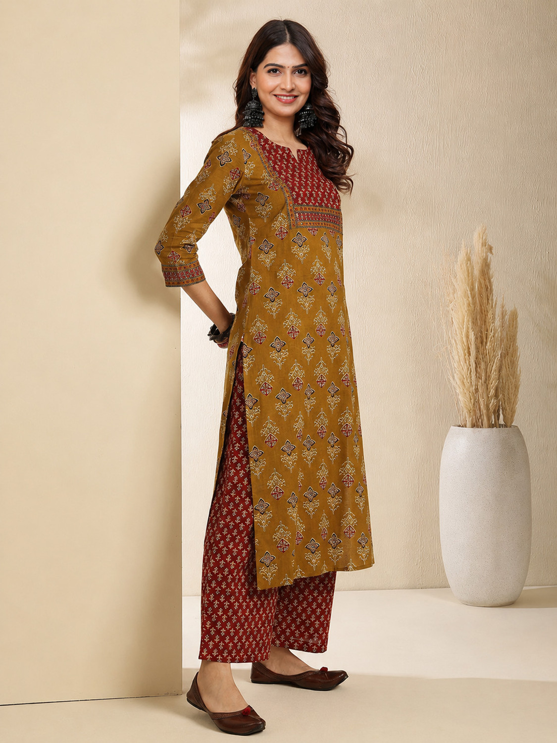 Image of S4K Women Kurta Palazzo Dupatta Set