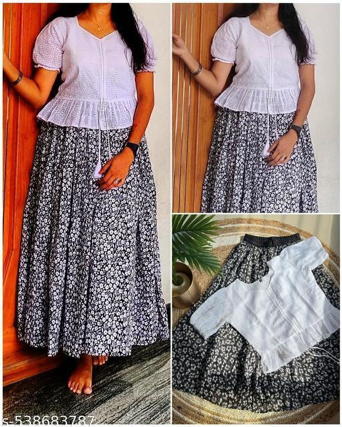 Image of NIVAFASHIONCO Women Ethnic Top Skirt Set