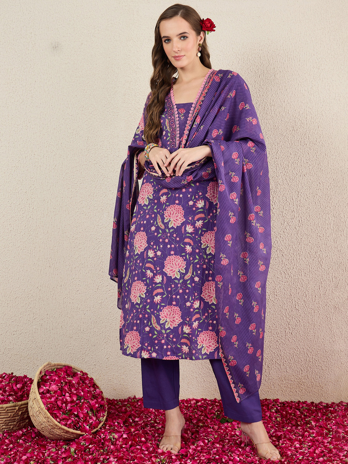 Image of Indo Era Women Kurta Pant Dupatta Set