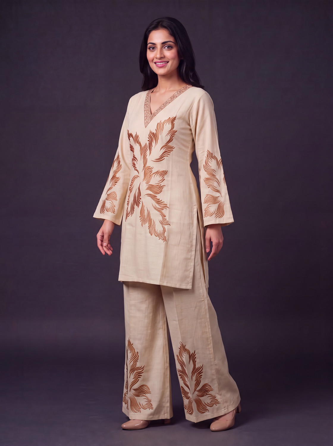 EDLEY ALLAN Women Cotton Blend Kurta Palazzo Set