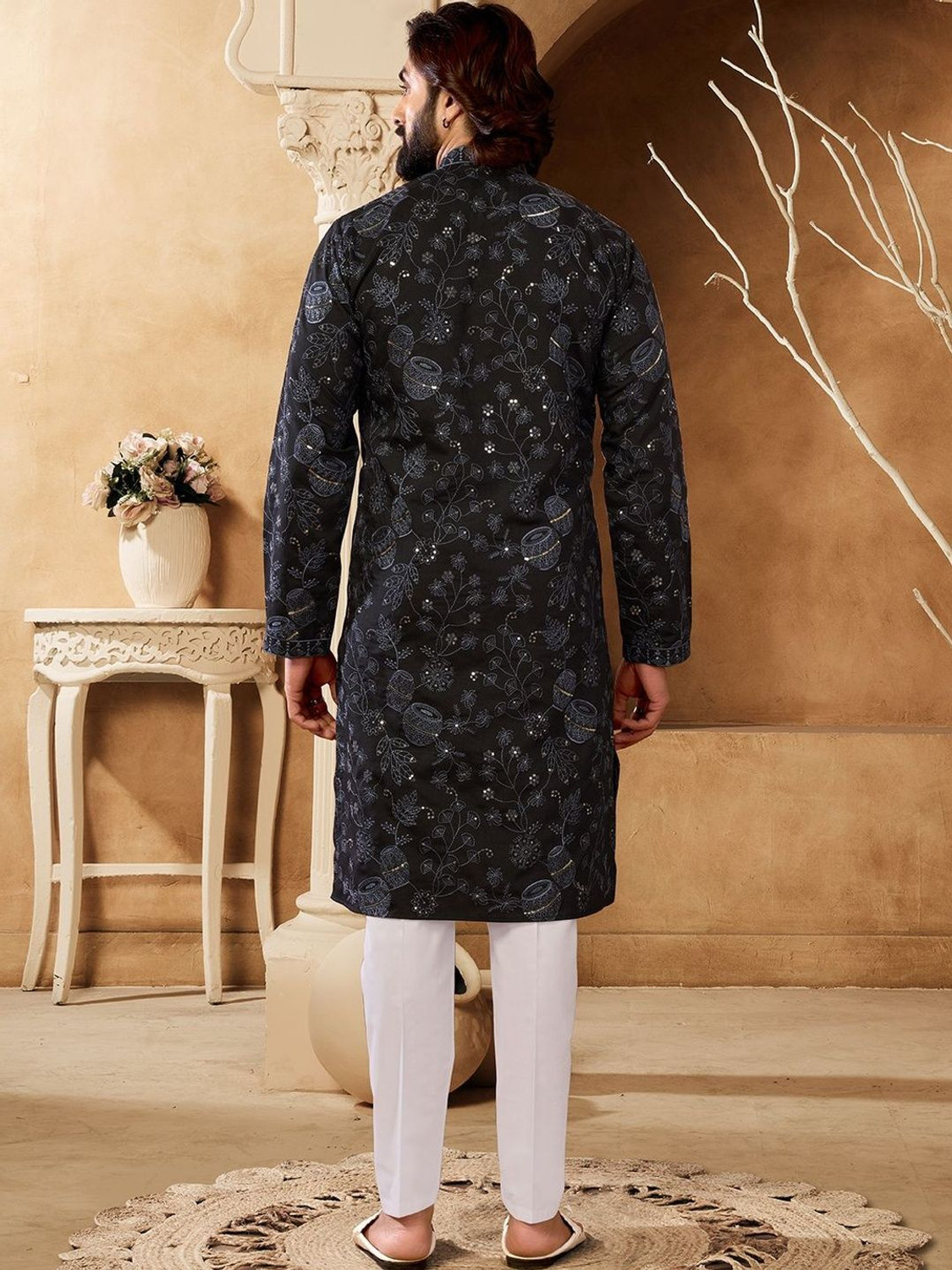 Image of House of Pataudi Men Embellished A-line Kurta