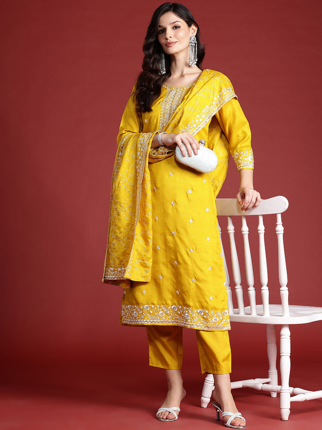 Image of Indo Era Women Kurta Pant Dupatta Set