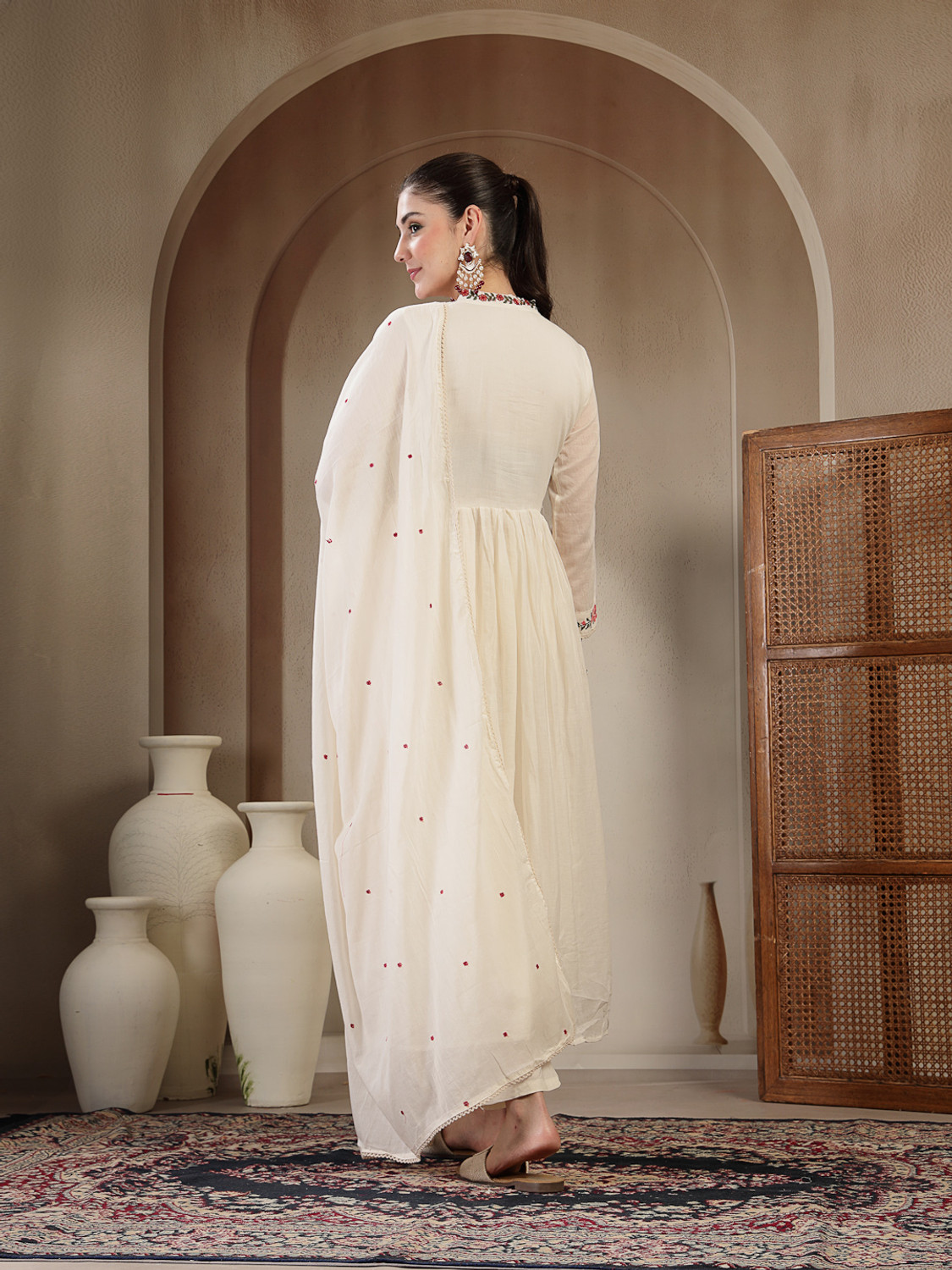 Image of Gulmohar Jaipur Women Kurta Palazzo Dupatta Set
