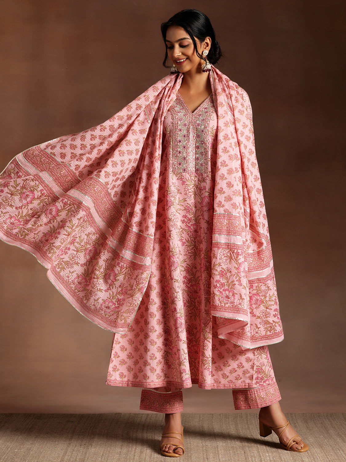 Image of LIBAS Women Kurta Palazzo Dupatta Set