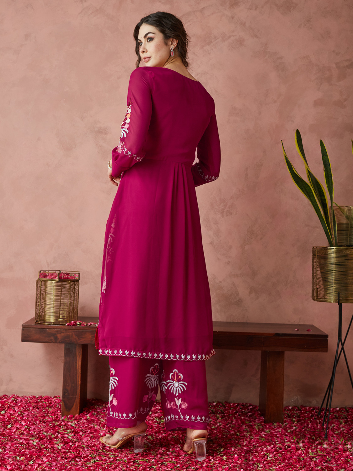 Image of Tasrika Women Kurta Palazzo Attached Dupatta Set