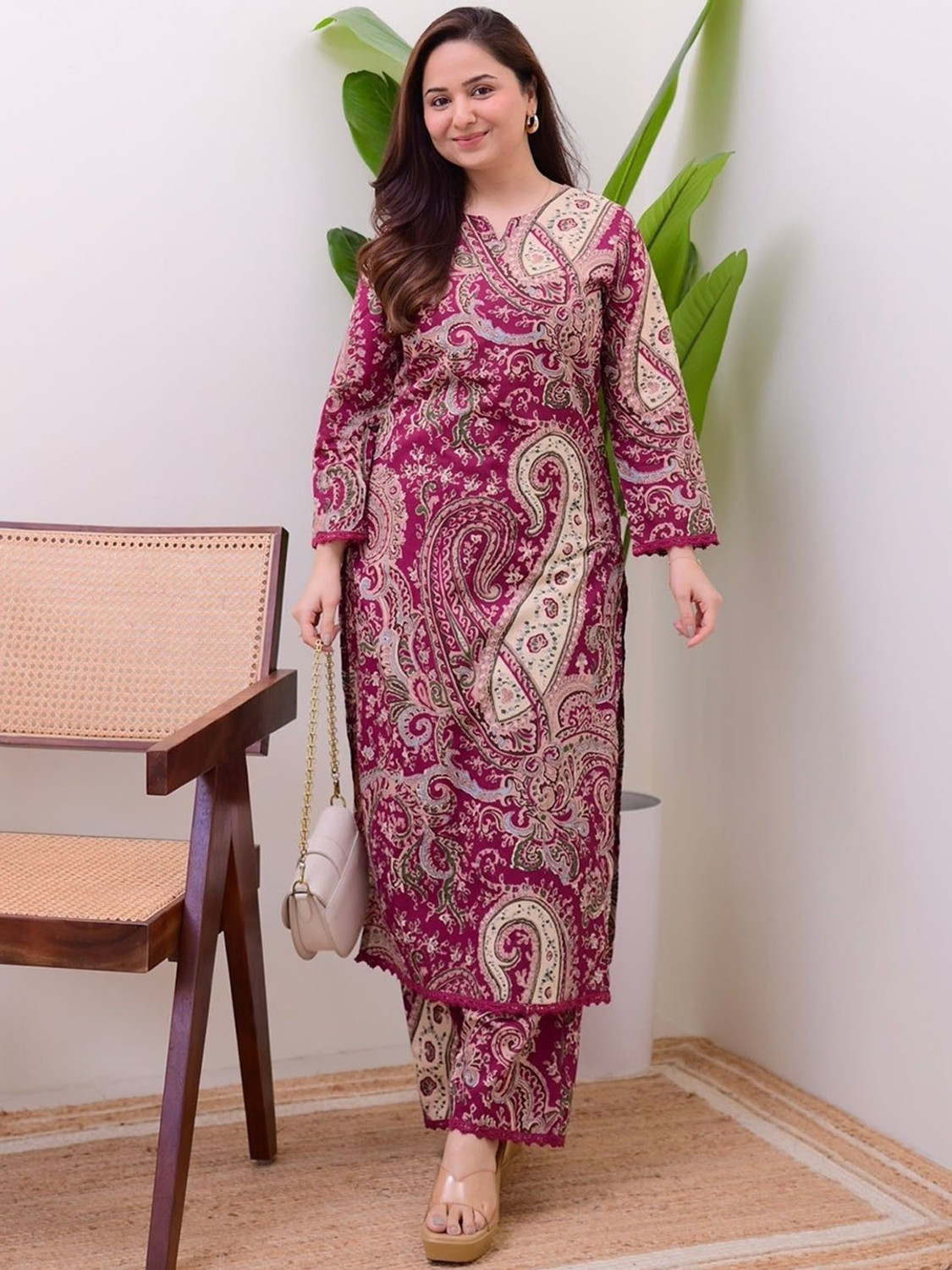 Image of TREADMO Women Kurti Palazzo Set