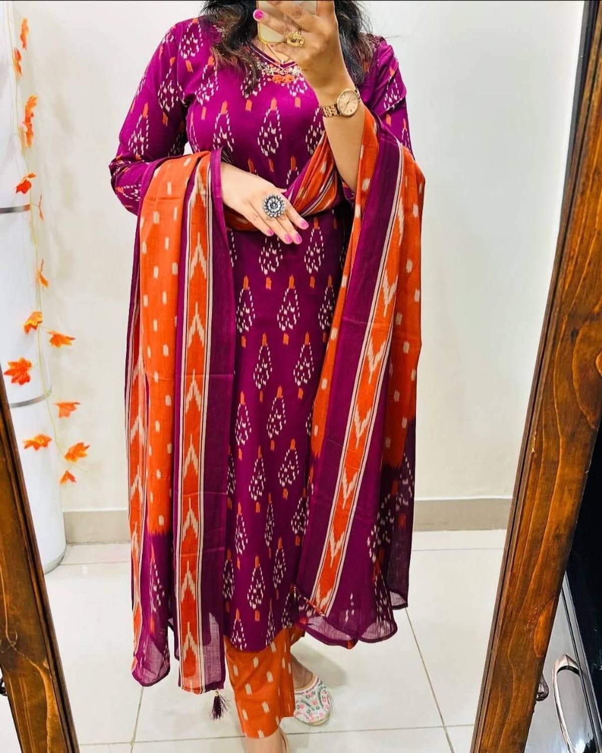 Ethenictime Women Kurta Pant Attached Dupatta Set - Image 1