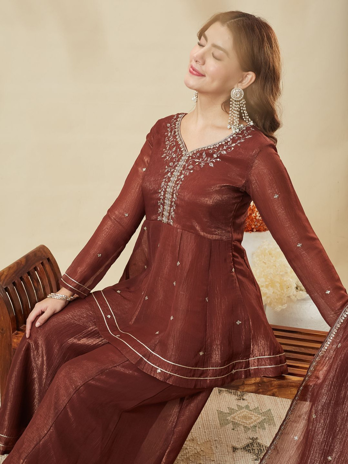 Image of MOKOSH Women Kurta Pant Dupatta Set