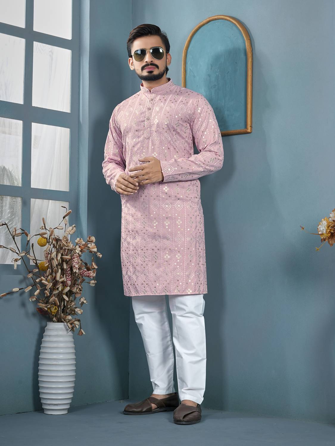 ellark Men Kurta Pyjama Set - Image 1