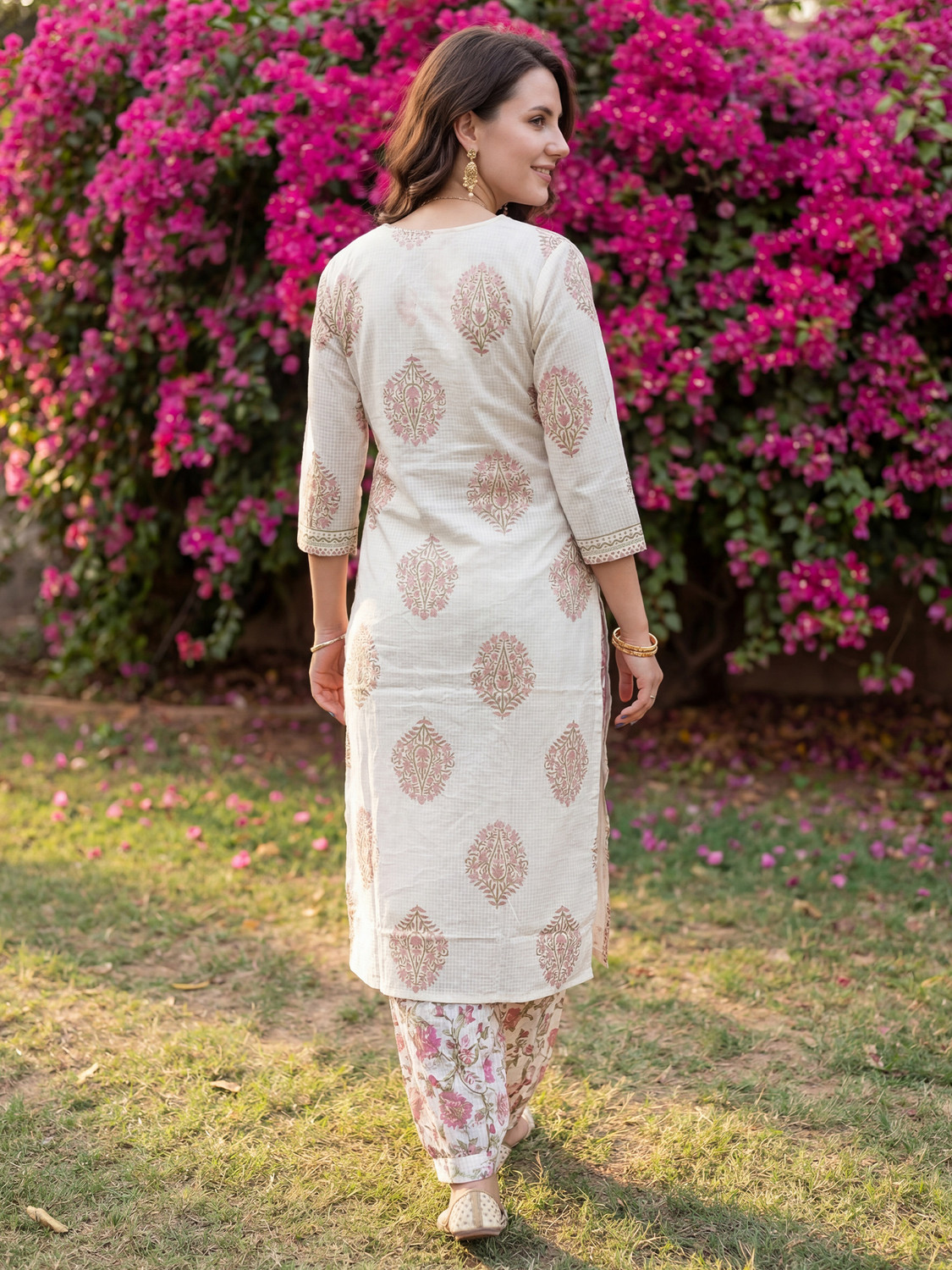 Image of Indo Era Women Pure Cotton Kurta Salwar Dupatta Set