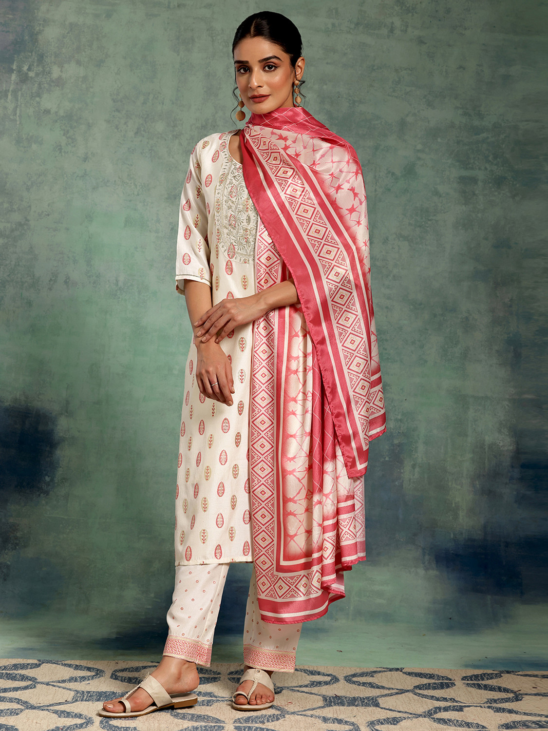Image of LIBAS Women Kurta Palazzo Dupatta Set