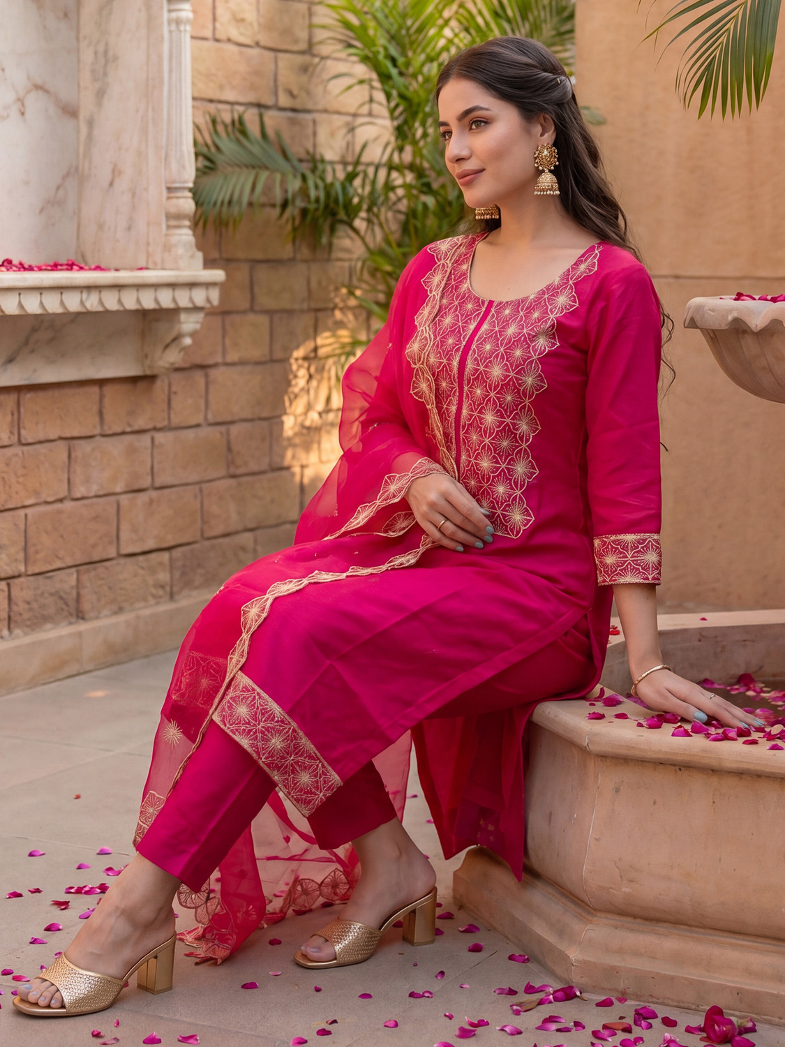 Image of Indo Era Women Kurta Pant Dupatta Set