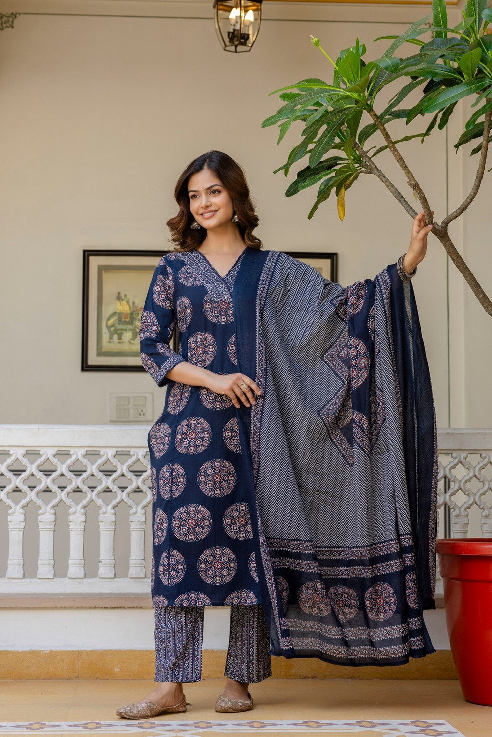 Image of ANOUK Women Kurta Palazzo Dupatta Set