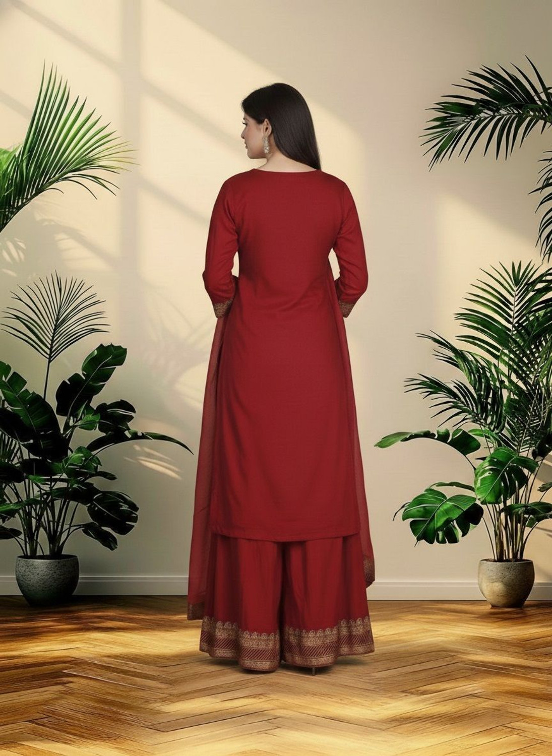 Image of Moda Rapido Women Kurta Palazzo Dupatta Set
