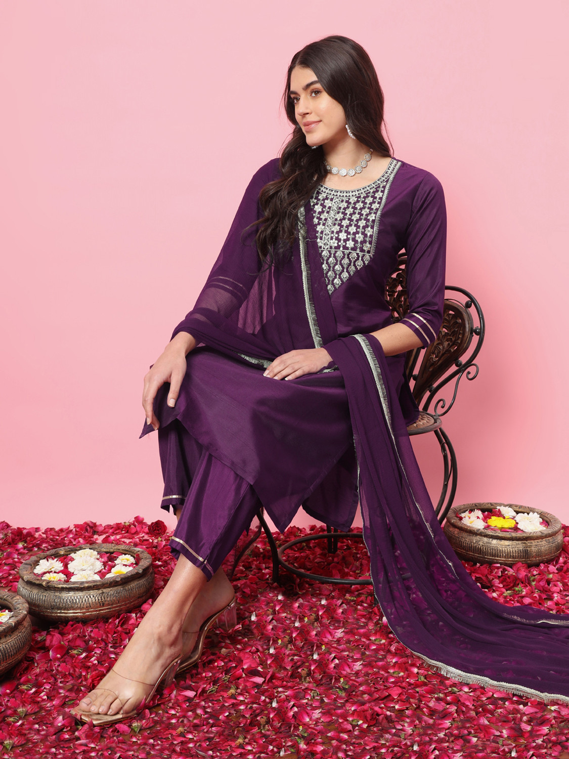 Image of VredeVogel Women Kurta Pant Dupatta Set