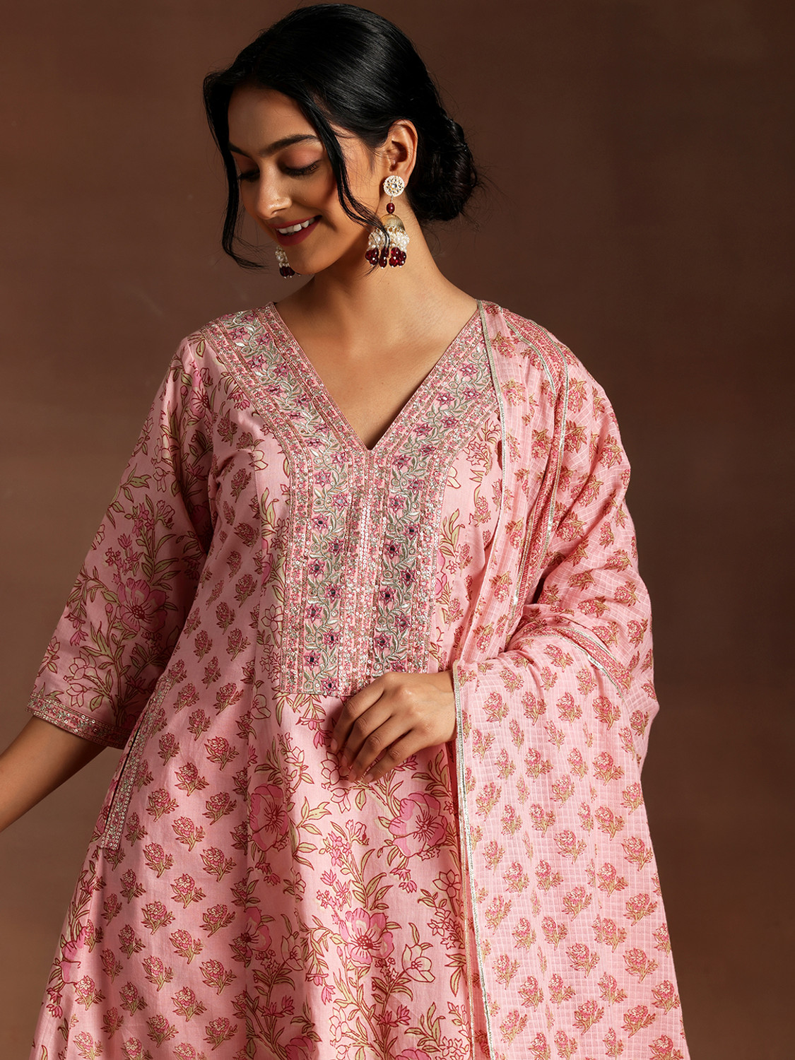 Image of LIBAS Women Kurta Palazzo Dupatta Set