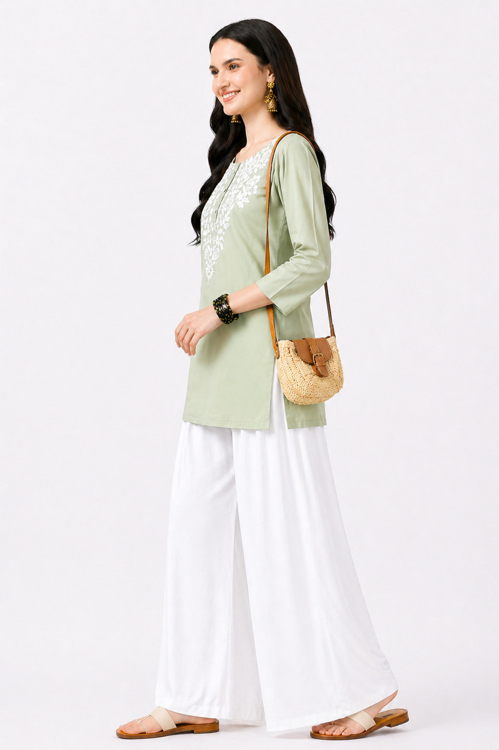 Image of LUGAASI Women Kurti Palazzo Set