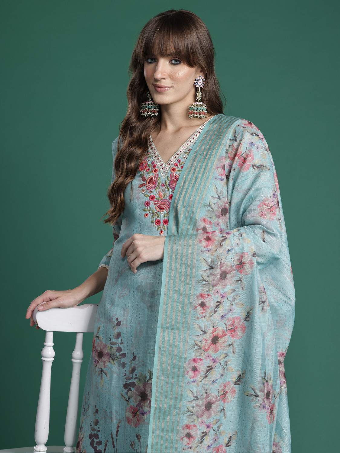 Image of Indo Era Women Kurta Pant Dupatta Set