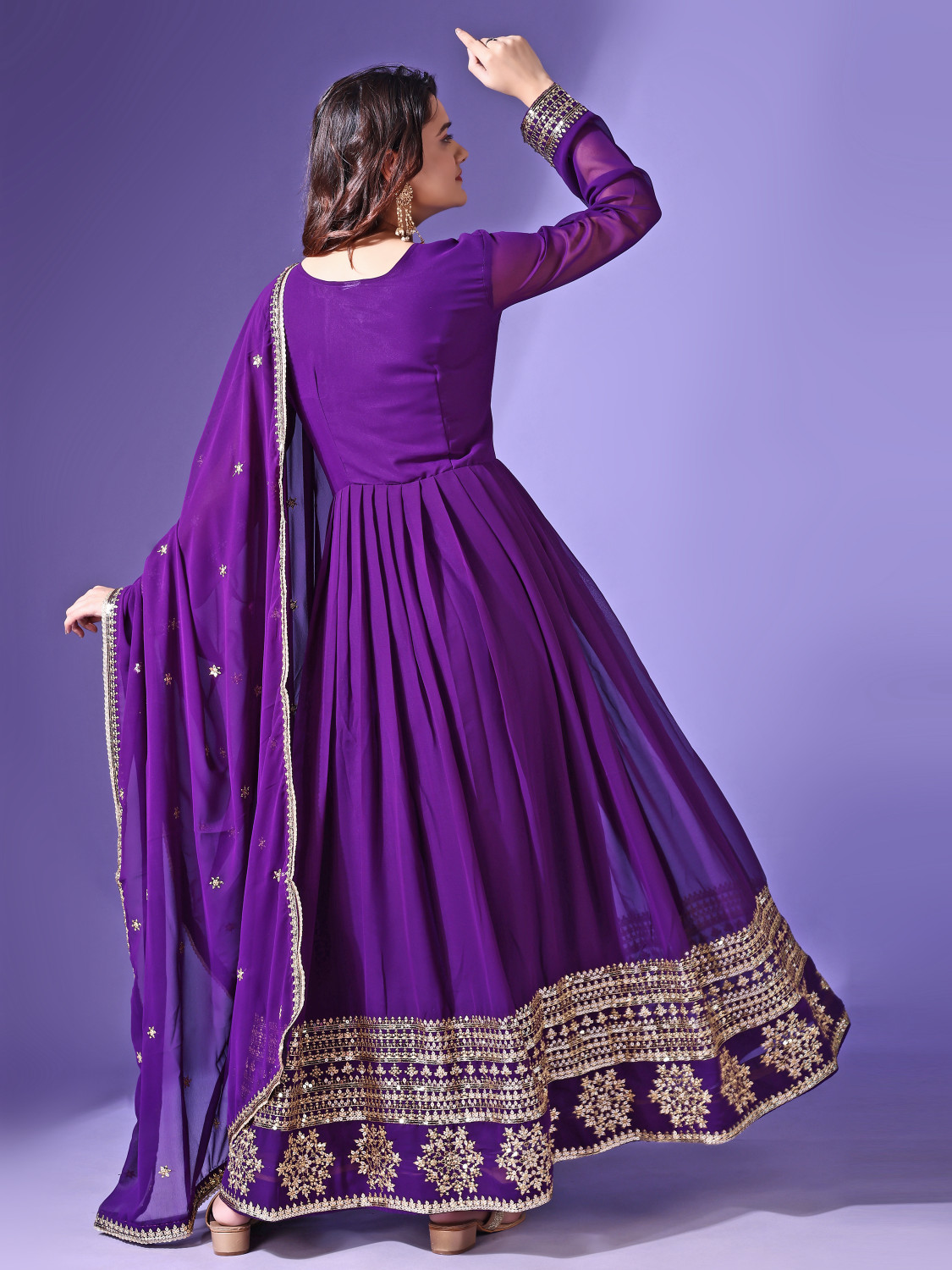 Image of cloudberry Women Kurta Palazzo Dupatta Set