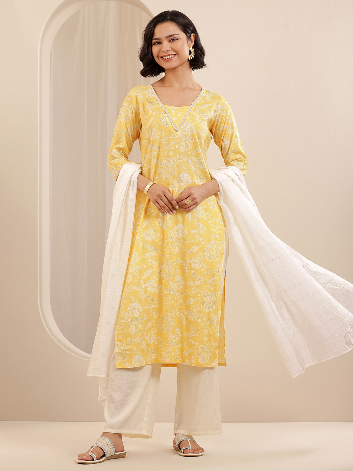 Image of LIBAS Women Kurta Palazzo Dupatta Set
