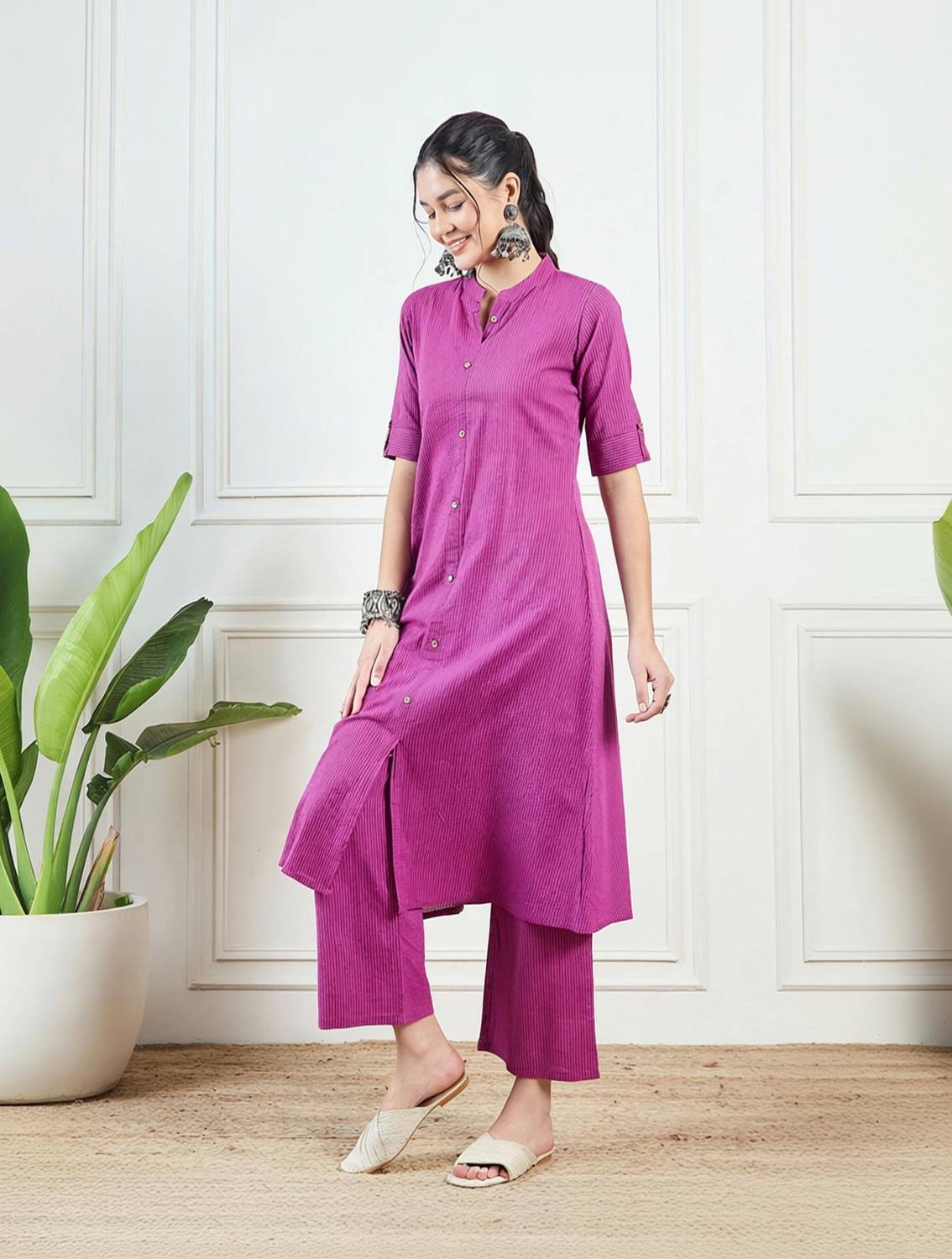 Angvarnika Women Pure Cotton Kurta Palazzo Set