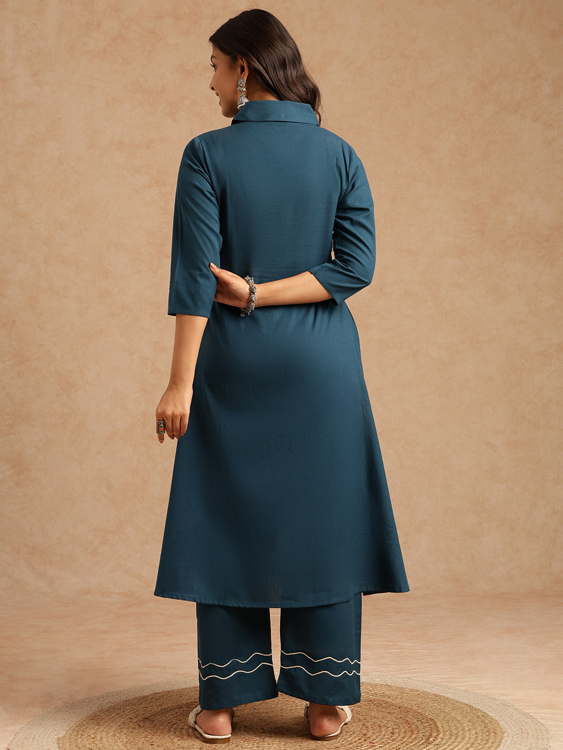 Image of VBUYZ Women Khadi Cotton Kurta Palazzo Set