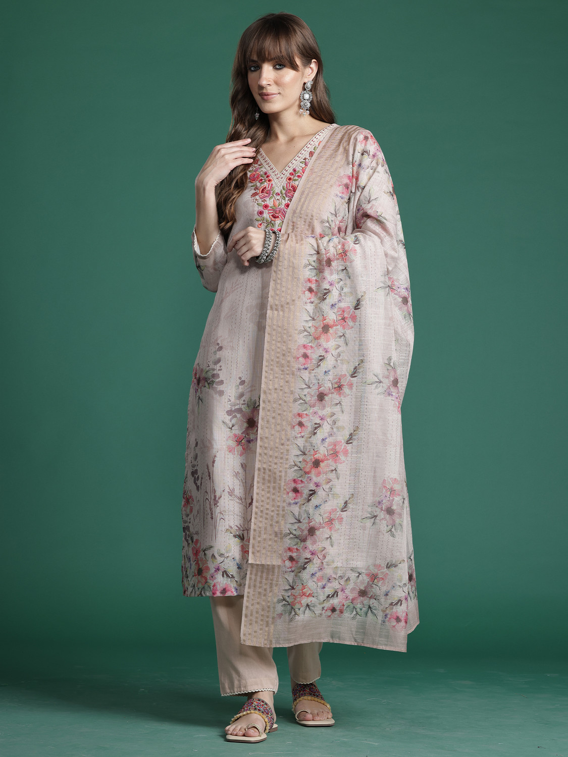 Image of Indo Era Women Kurta Pant Dupatta Set