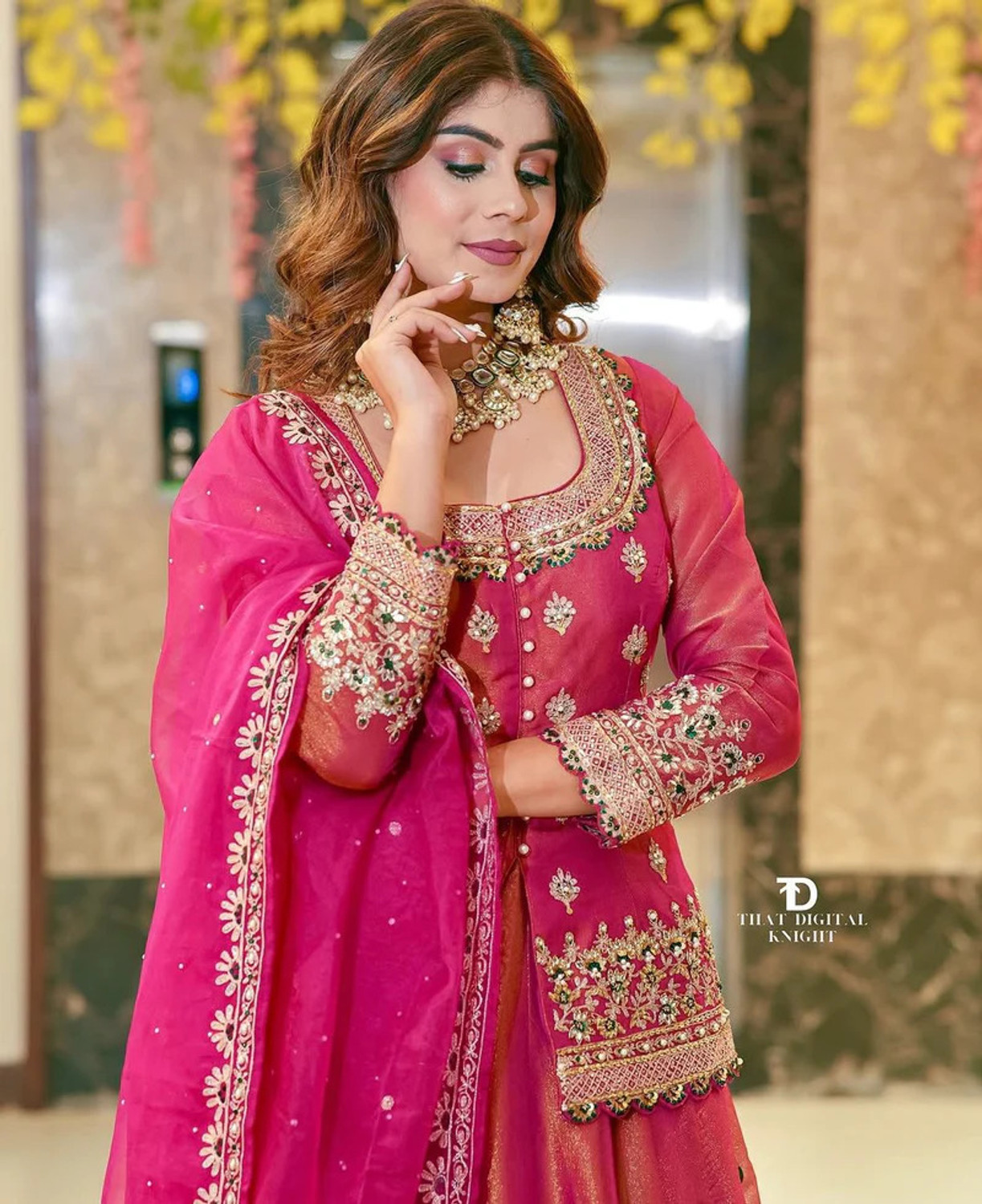 Image of Trivety Embroidered Stitched Lehenga & Kurta (Pink)