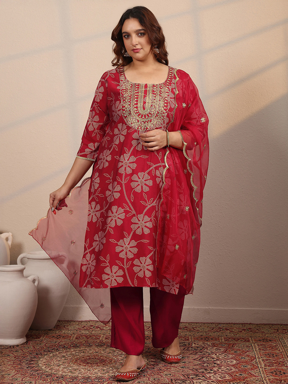 Image of EXTRA LOVE BY LIBAS Women Kurta Pant Dupatta Set
