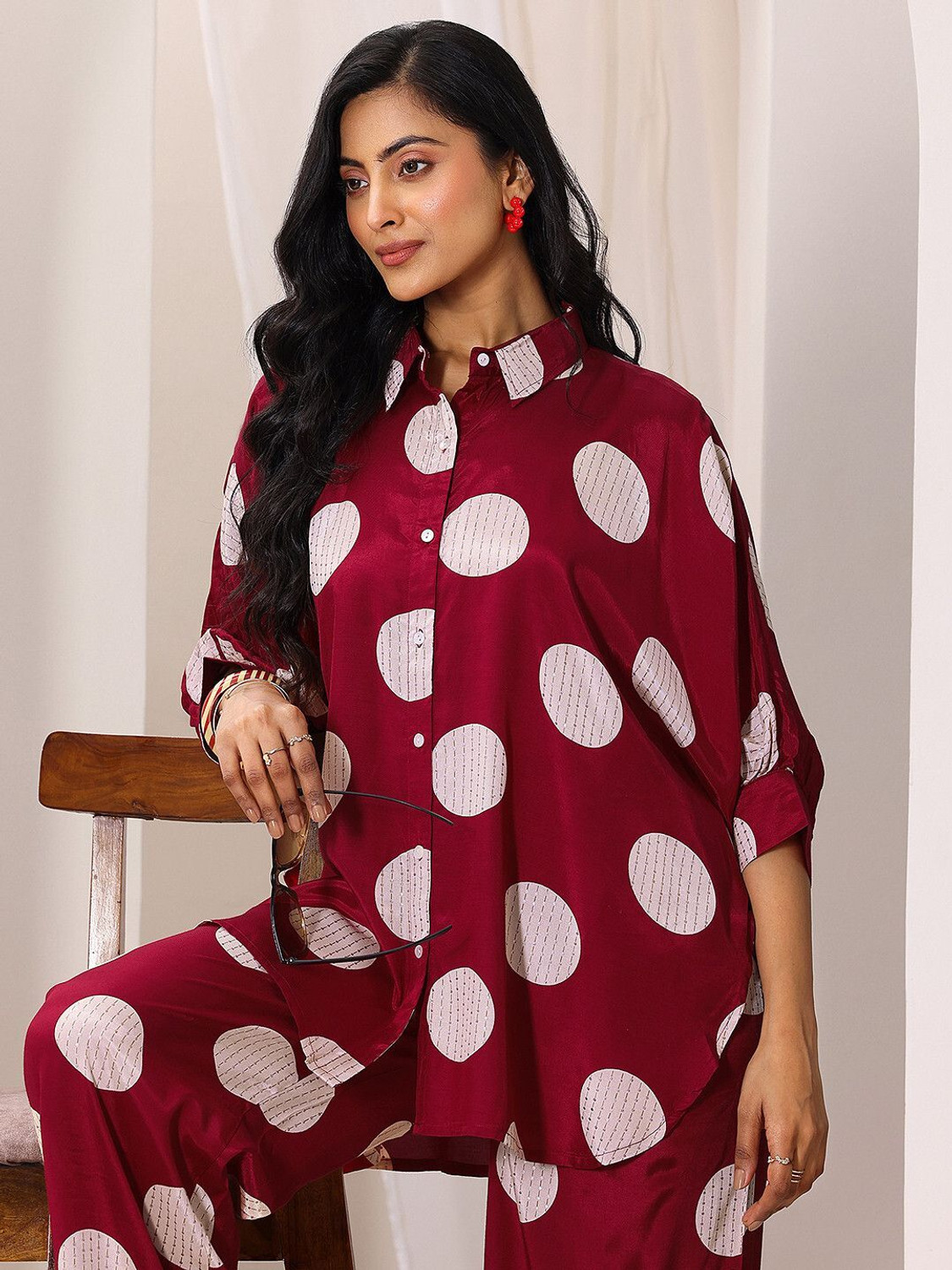 Image of LIBAS Women Viscose Rayon Shirt Palazzo Set