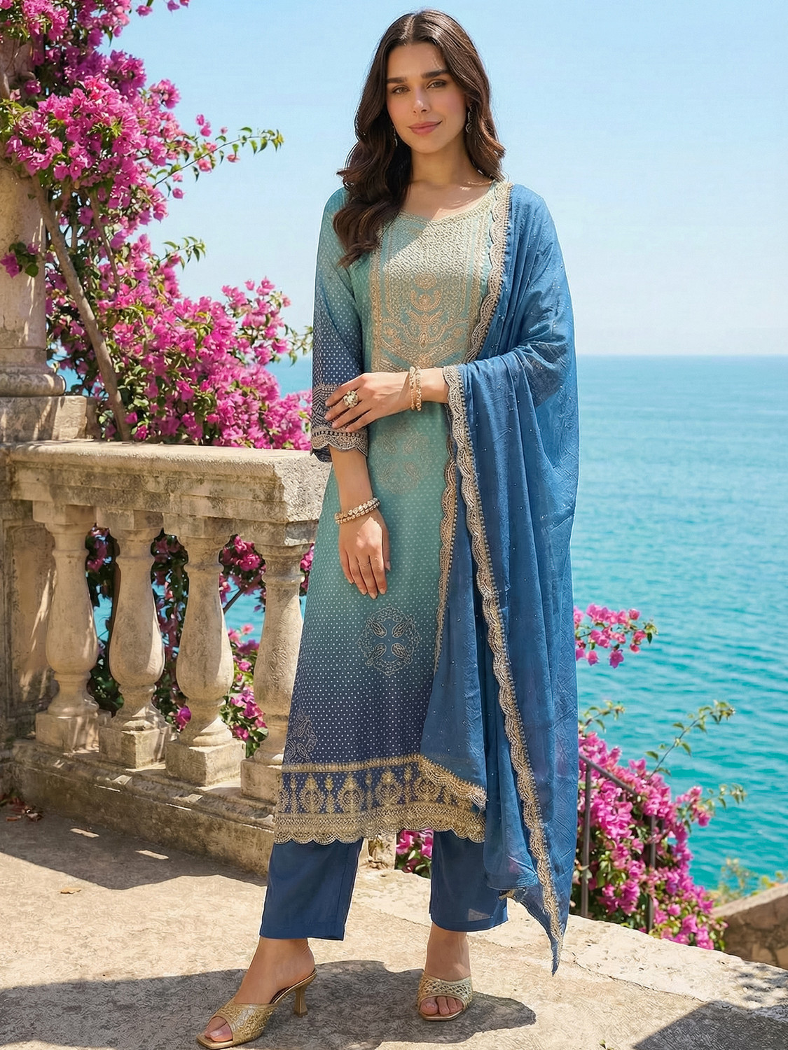 Image of Indo Era Women Kurta Pant Dupatta Set