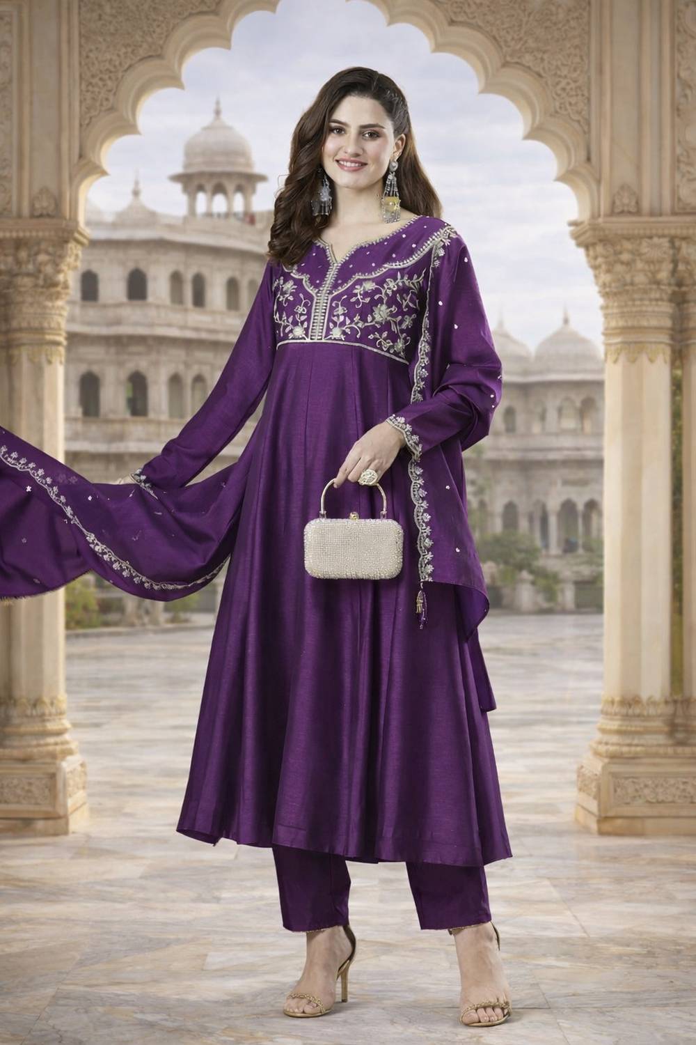ARVILAS Women Kurti Sharara Dupatta Set
