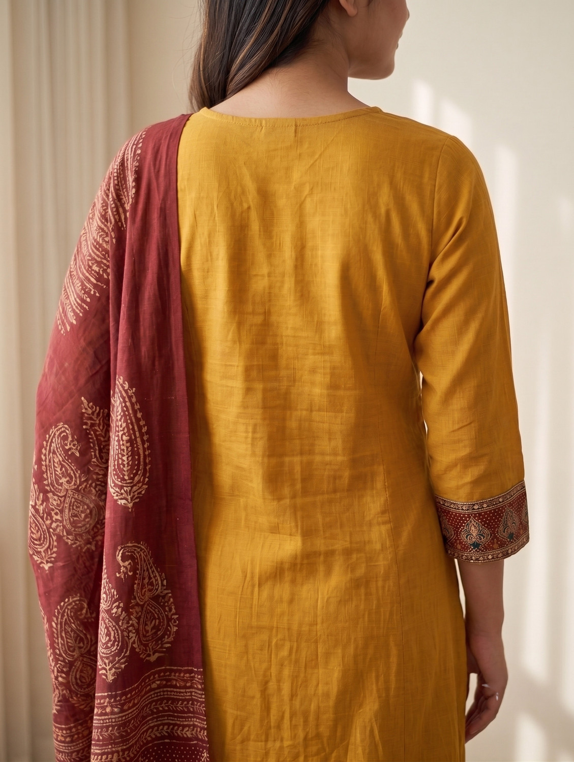 Image of MHIZHA Women Kurta Pant Dupatta Set