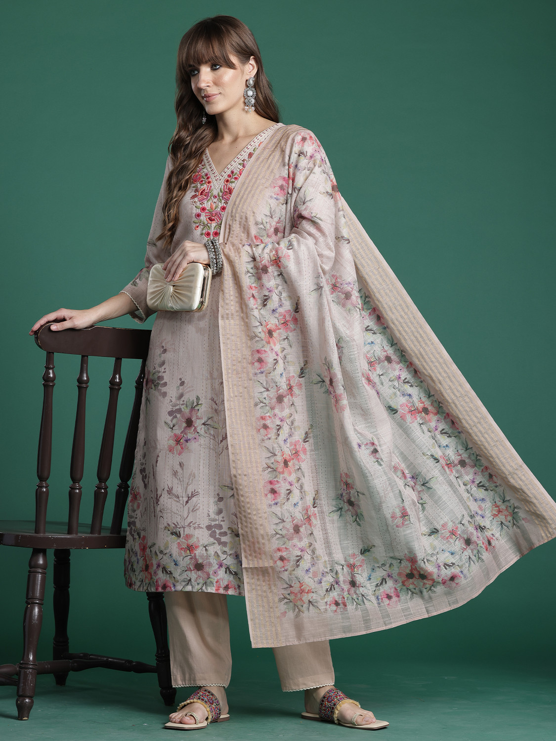 Image of Indo Era Women Kurta Pant Dupatta Set