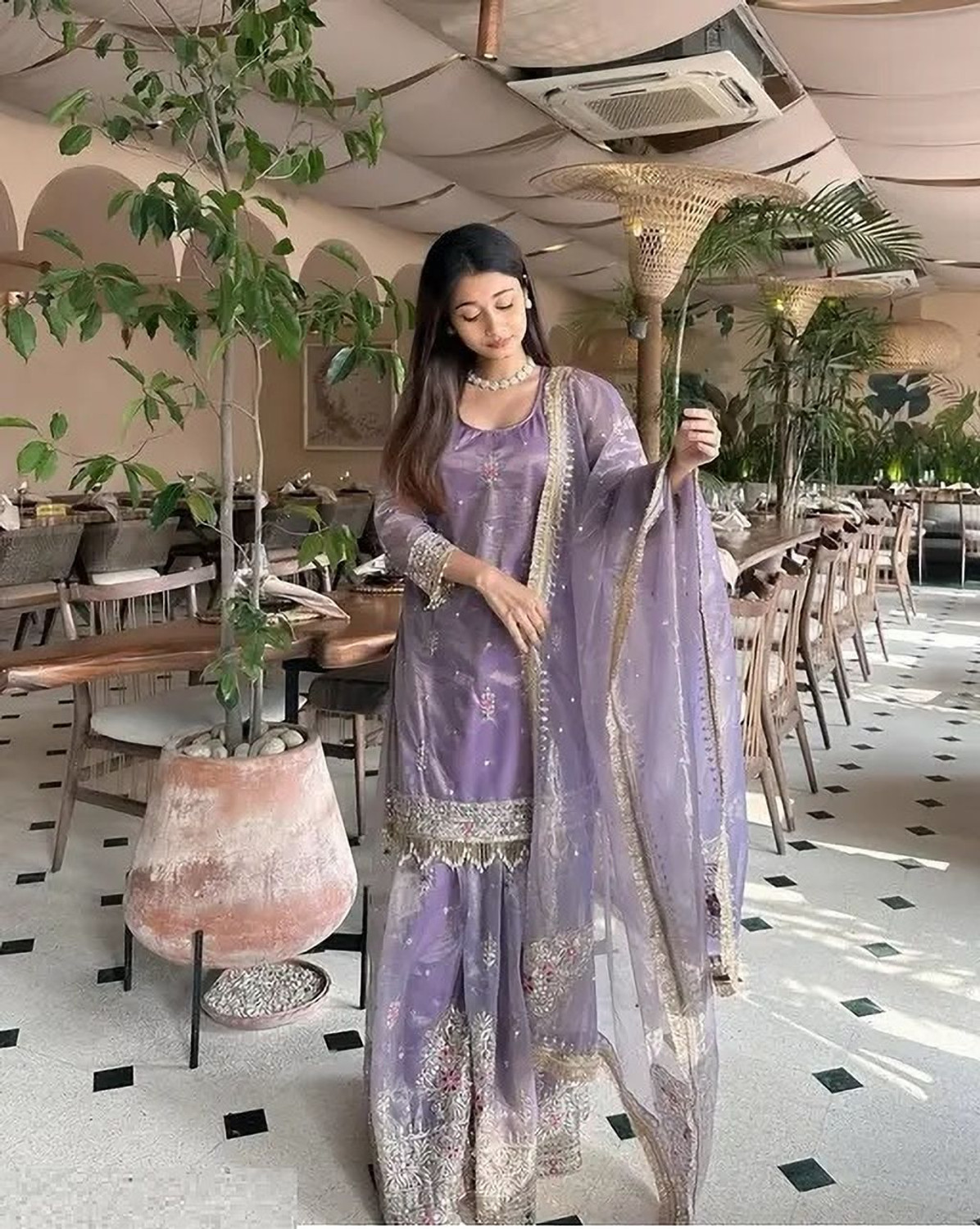 Image of NEWAKSHARAM Women Kurta Sharara Set