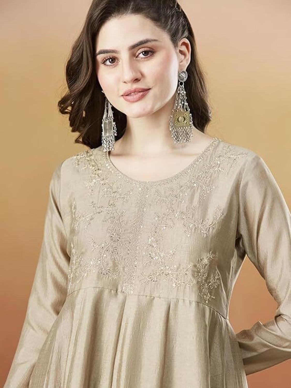Image of ARVILAS Embroidered Kurta, Trouser /Pant & Dupatta Set