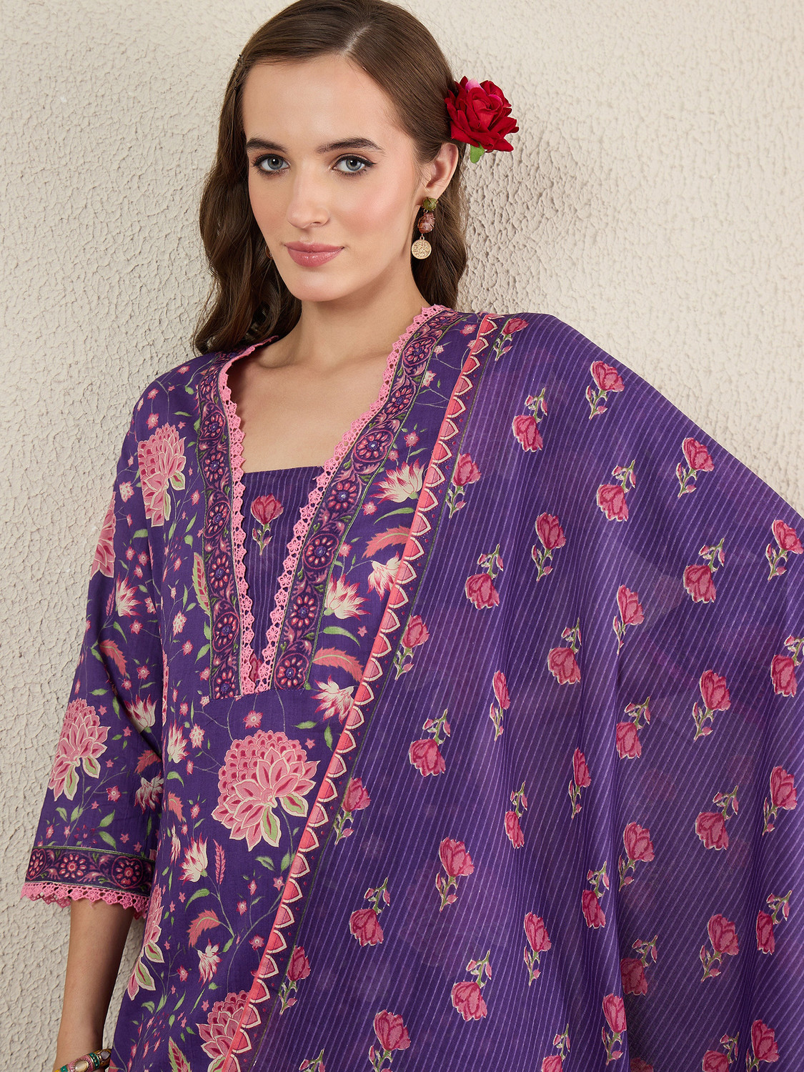 Image of Indo Era Women Kurta Pant Dupatta Set