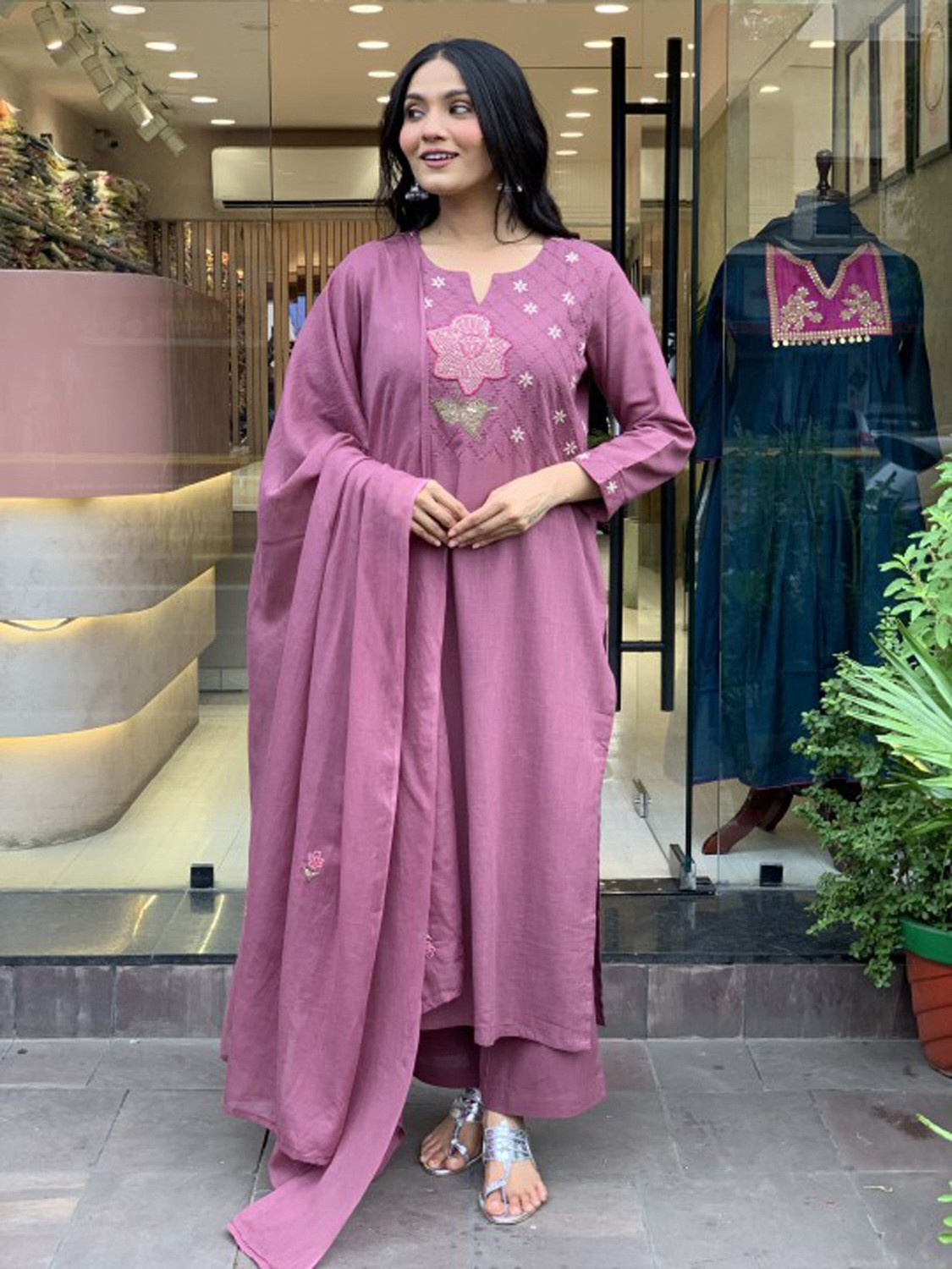 Image of Light Daisy Women Viscose Rayon Kurta Palazzo Dupatta Set