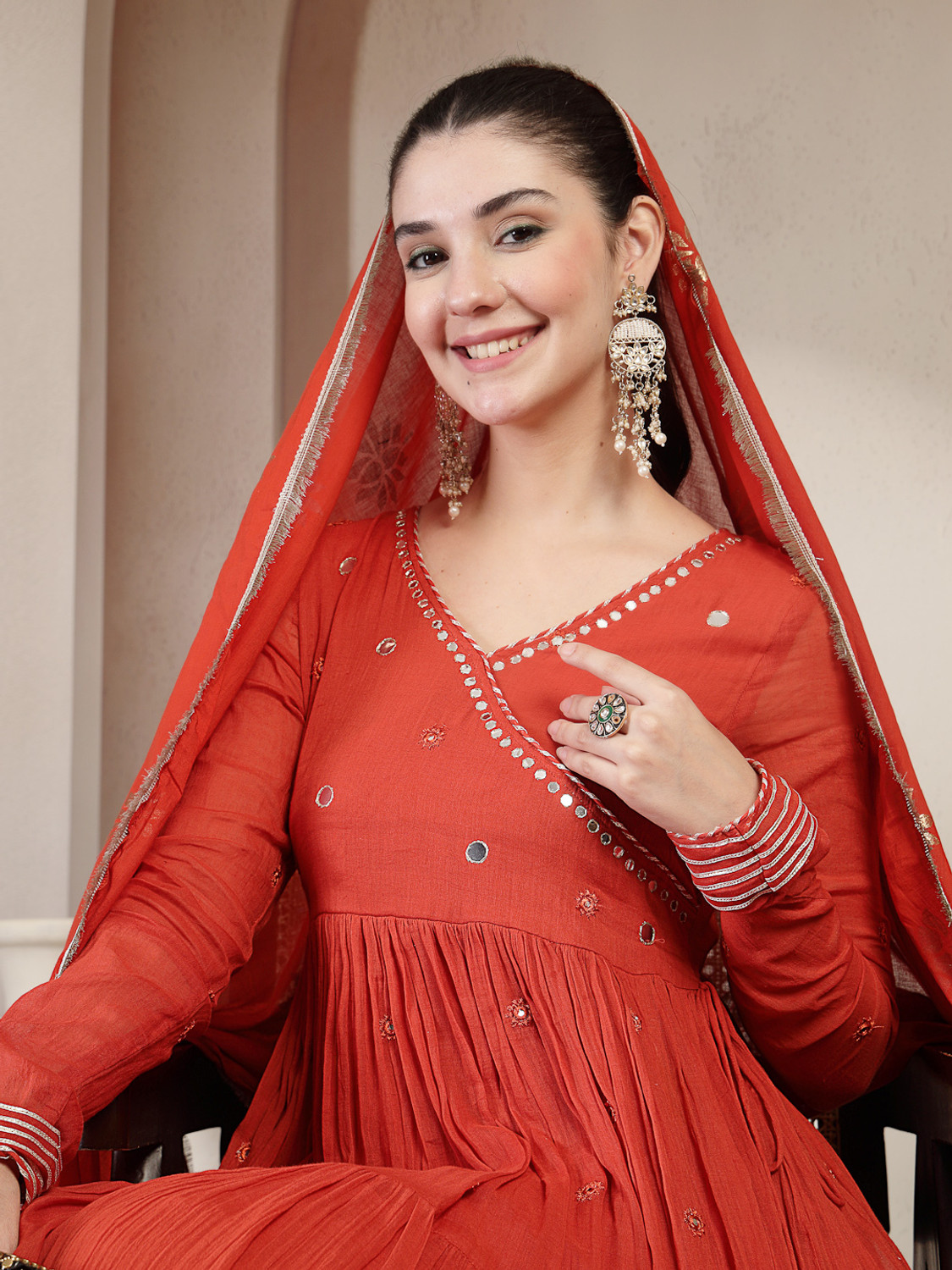 Image of Gulmohar Jaipur Women Kurta Palazzo Dupatta Set