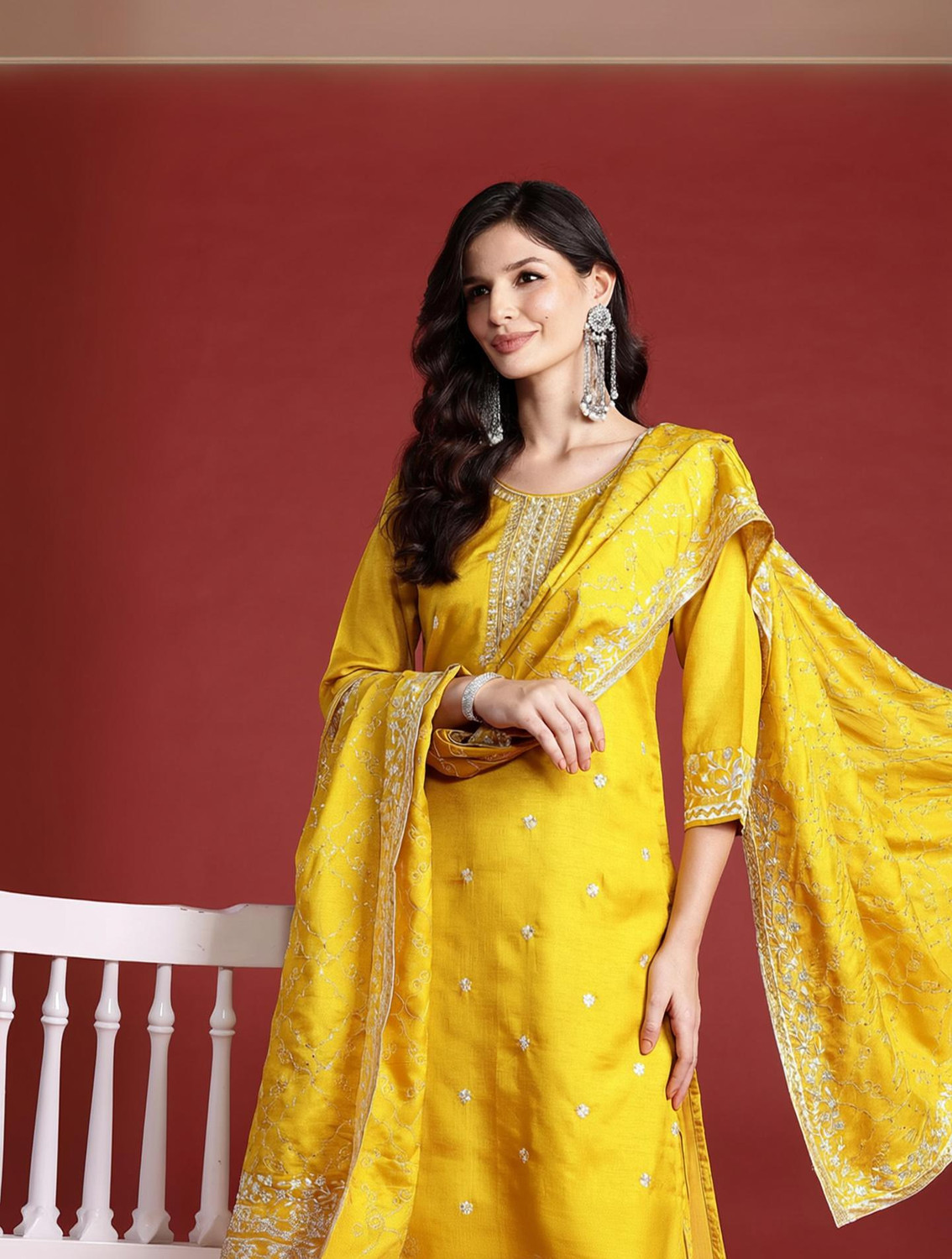 Image of Indo Era Women Kurta Pant Dupatta Set