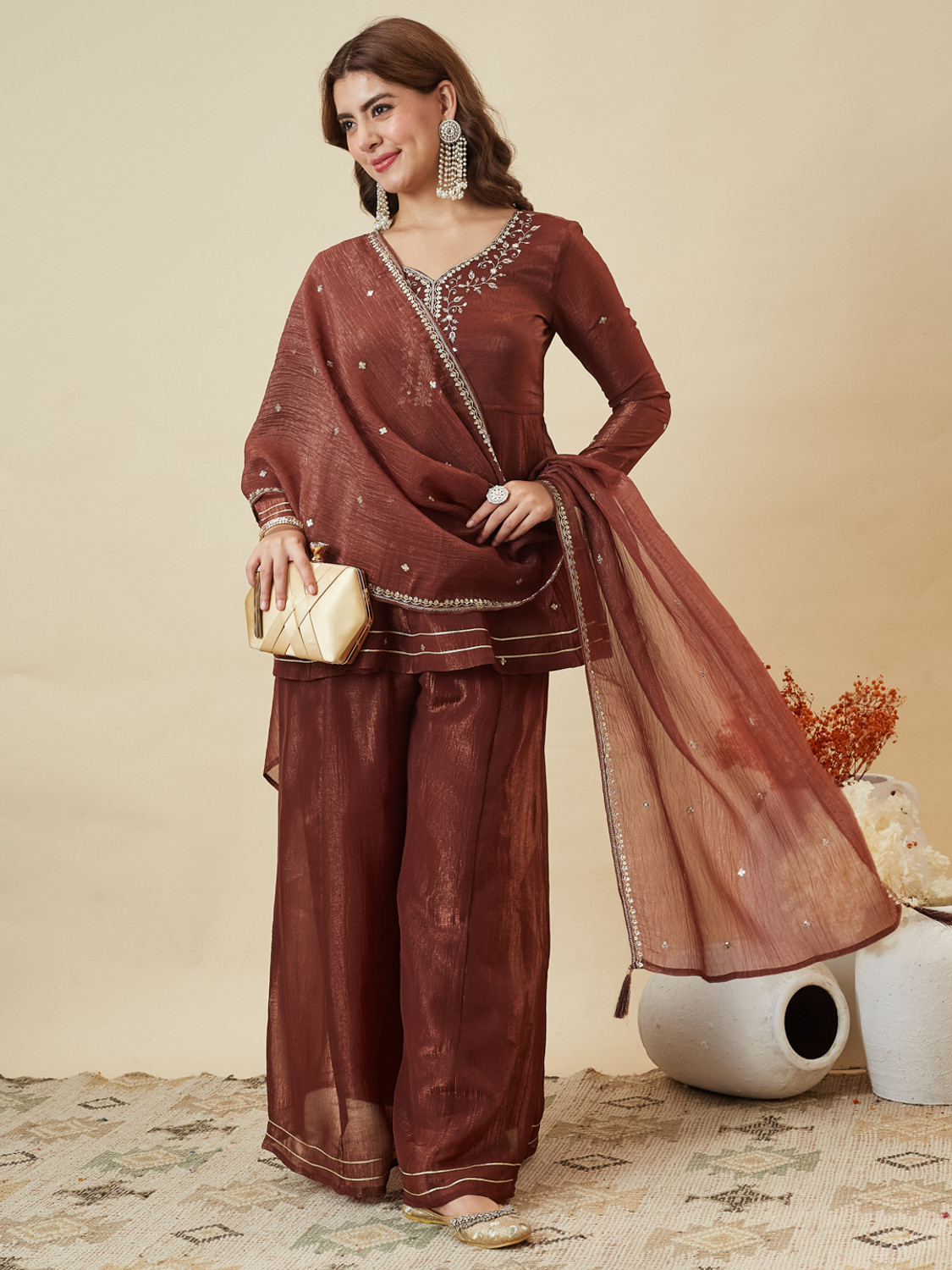 Image of MOKOSH Women Kurta Pant Dupatta Set