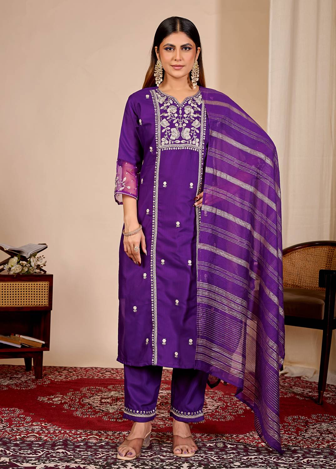 Aakasya Women Kurta Pant Dupatta Set