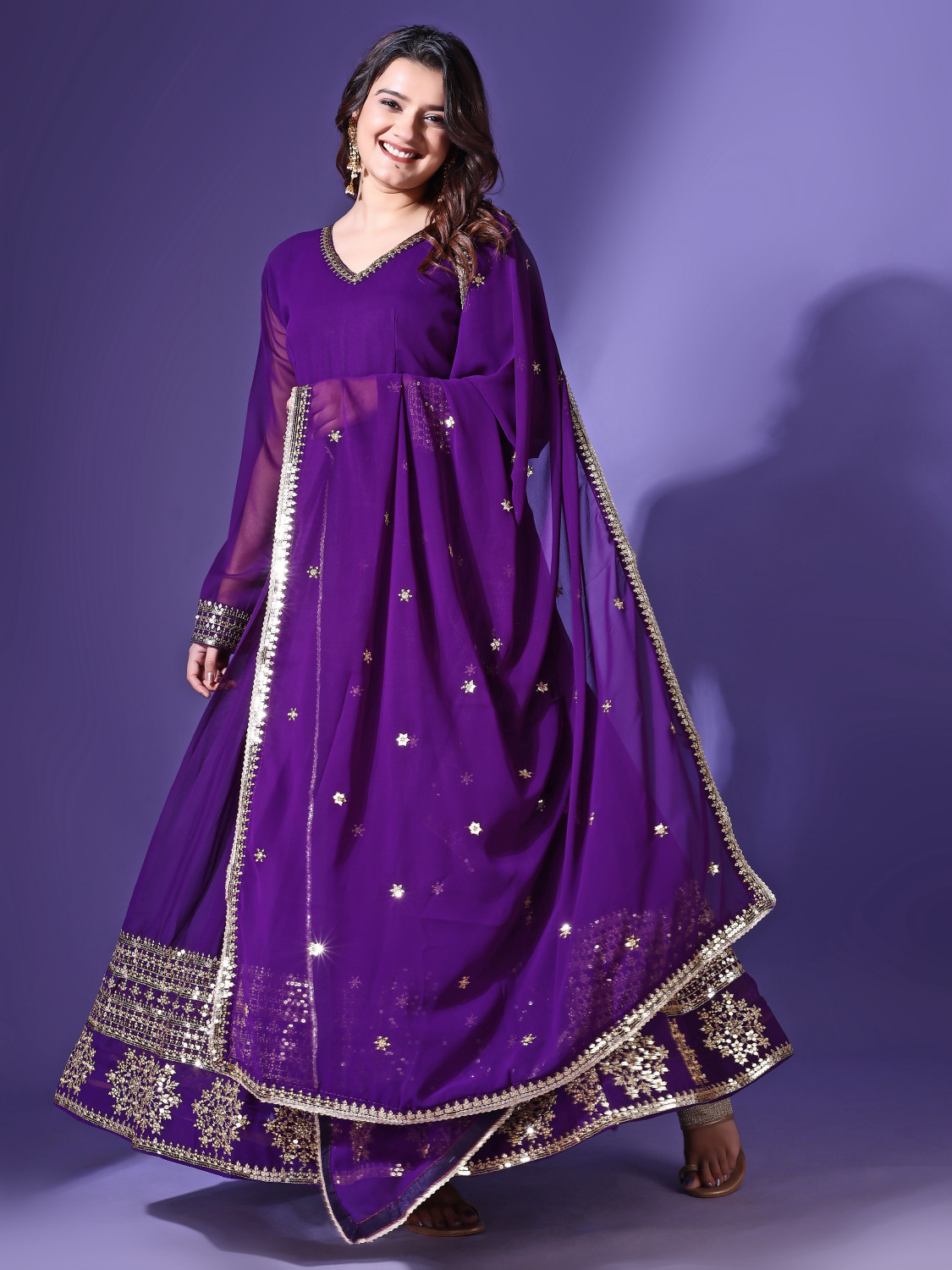 Image of cloudberry Women Kurta Palazzo Dupatta Set
