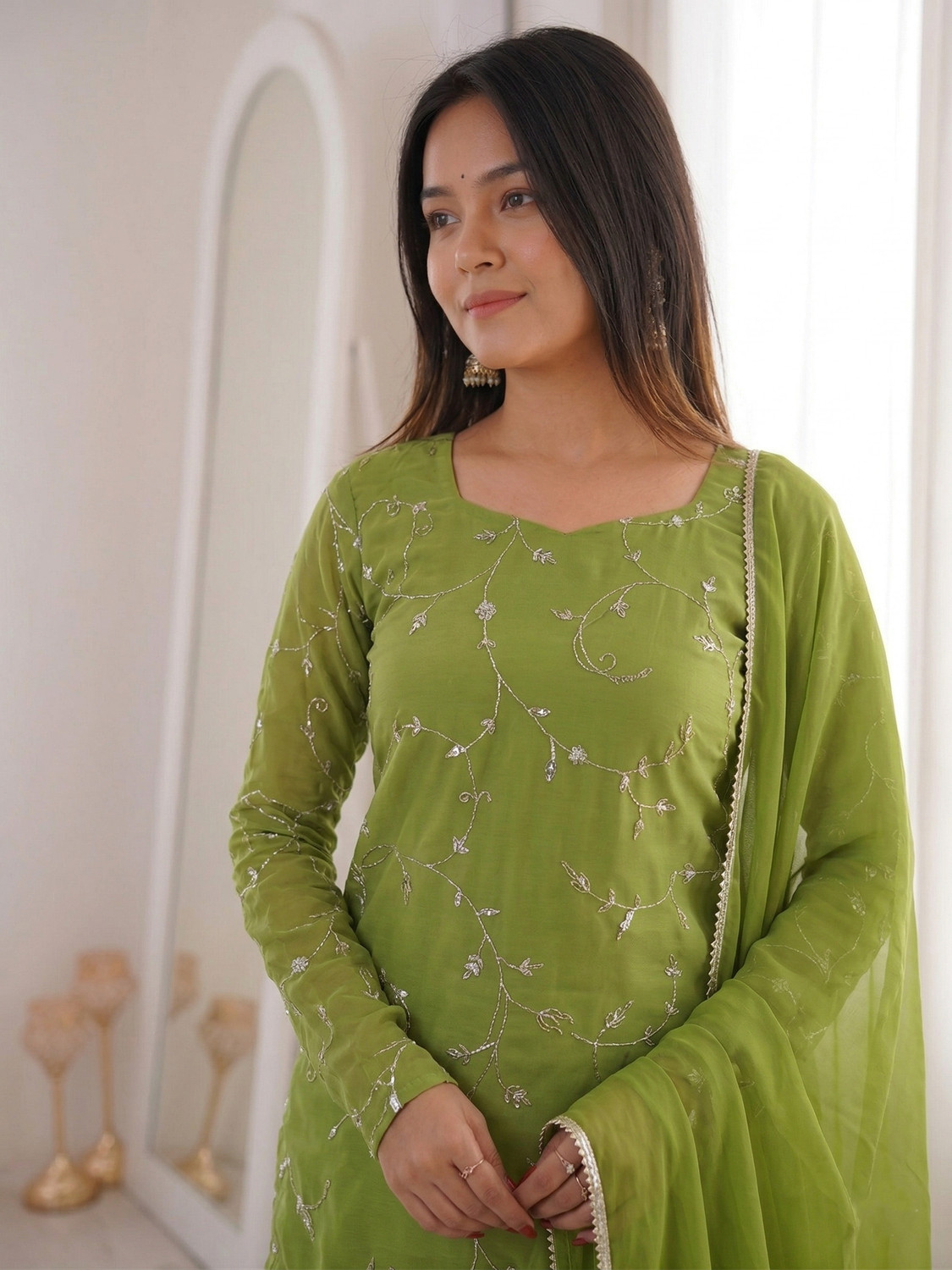 Image of MOKOSH Women Kurta Palazzo Dupatta Set